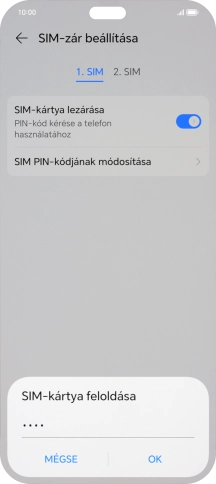 Írd be a PIN-kódot, és válaszd az OK lehetőséget.
