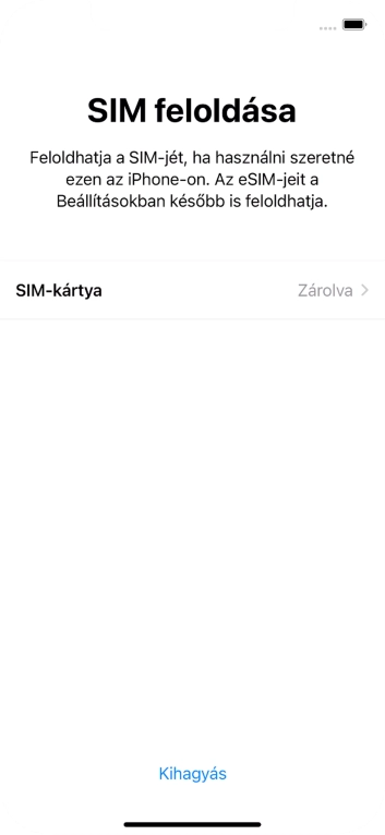Válaszd a SIM-kártya lehetőséget.