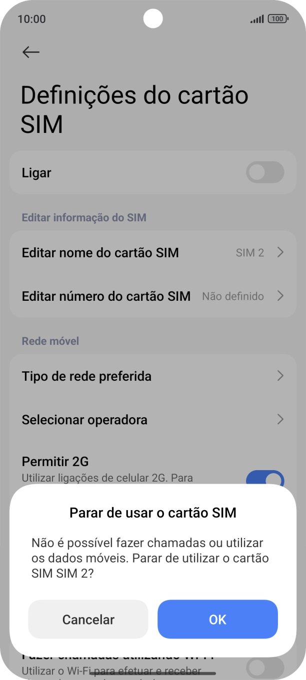 Se desativar a utilização do plano, deve premir OK.