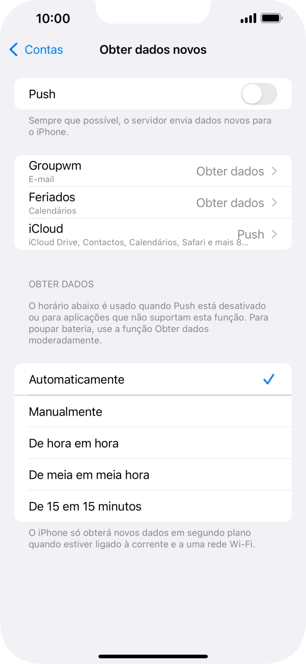 Se desativar a função, prima a definição pretendida.