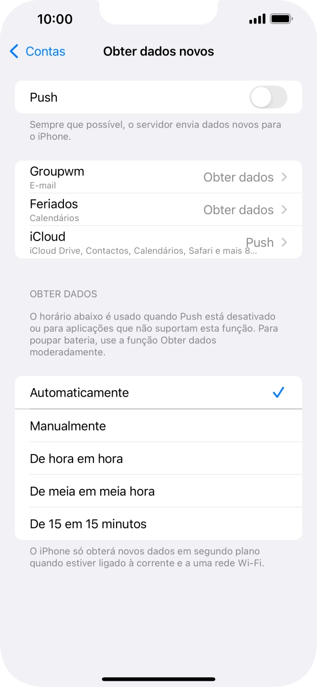 Se desativar a função, prima a definição pretendida.