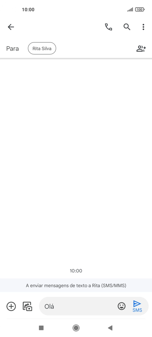 Prima o ícone para enviar quando terminar de escrever a sua mensagem curta.