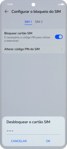 Introduza o seu código PIN e prima OK.