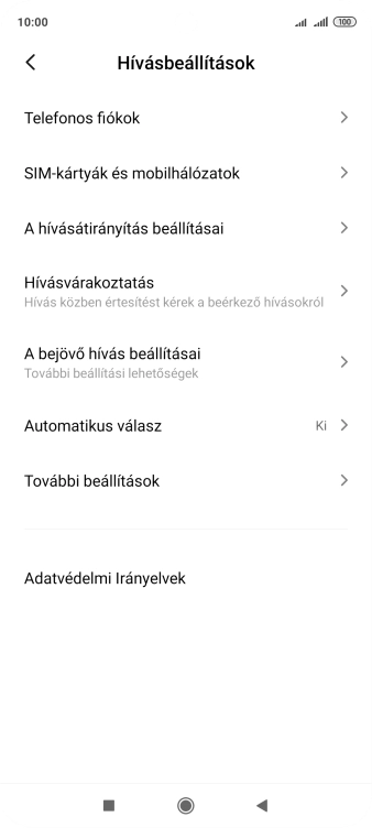 Válaszd A hívásátirányítás beállításai lehetőséget.