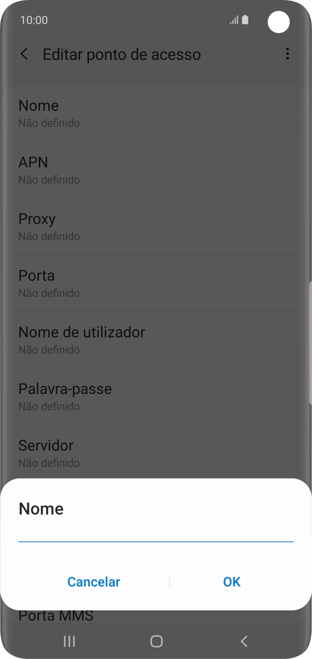 Introduza Vodafone Internet e prima OK.