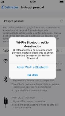 Se o Wi-Fi estiver desativado, prima Ativar Wi-Fi e Bluetooth.