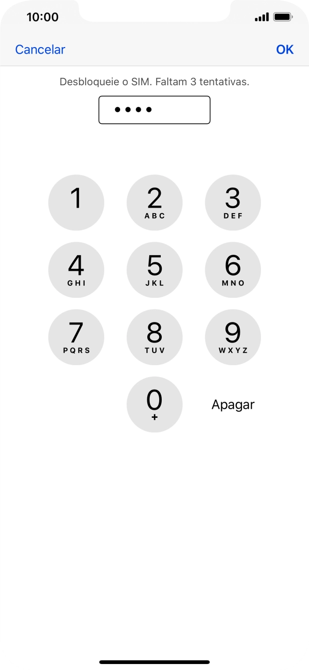 Introduza o seu código PIN e prima OK.