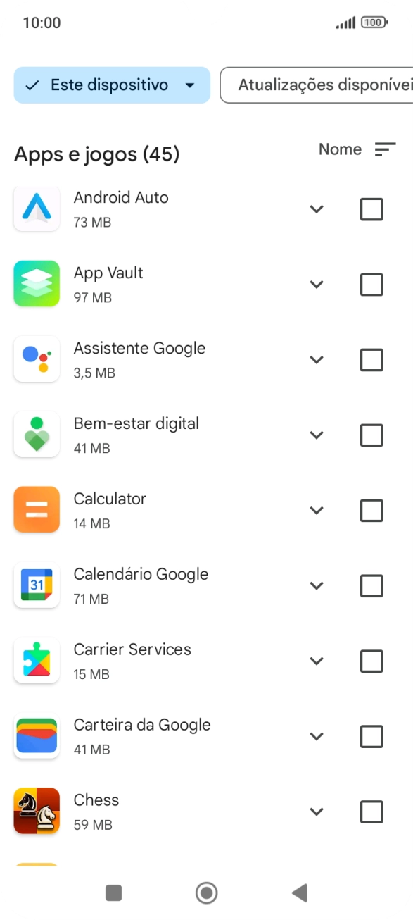 Prima a app pretendida.