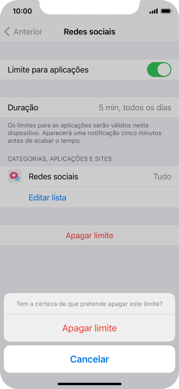 Prima Apagar limite.