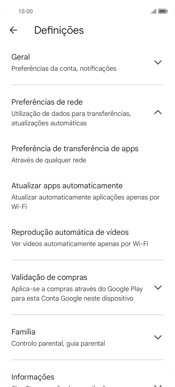 Prima Atualizar apps automaticamente.