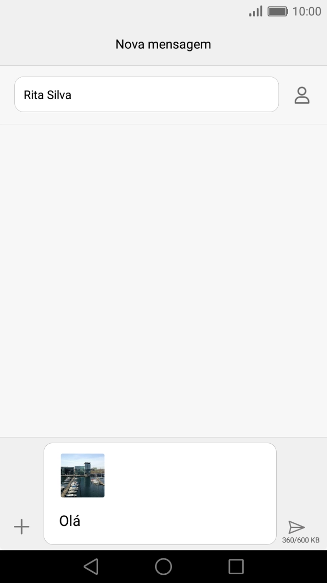 Prima o ícone para enviar quando terminar de escrever a sua mensagem multimédia.