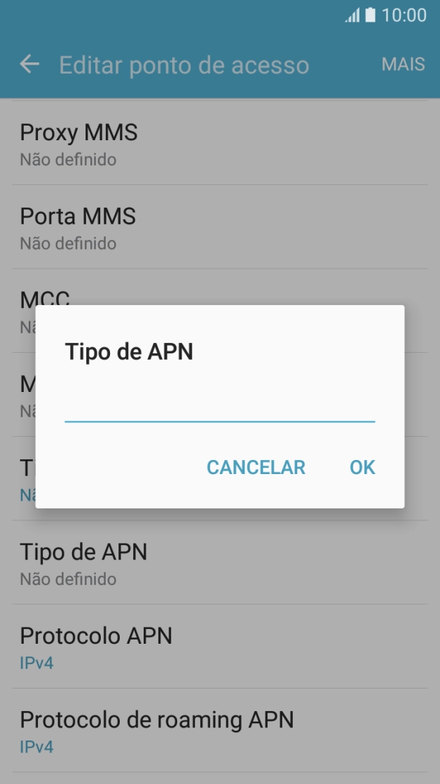 Introduza default e prima OK.