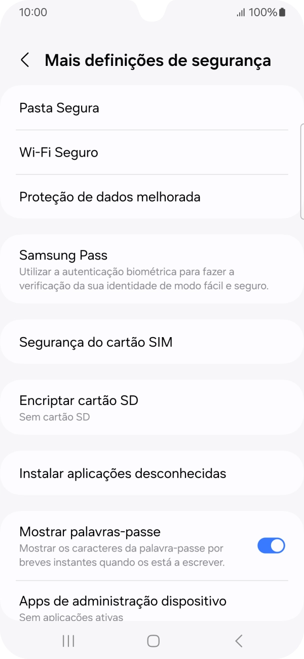 Prima Segurança do cartão SIM.