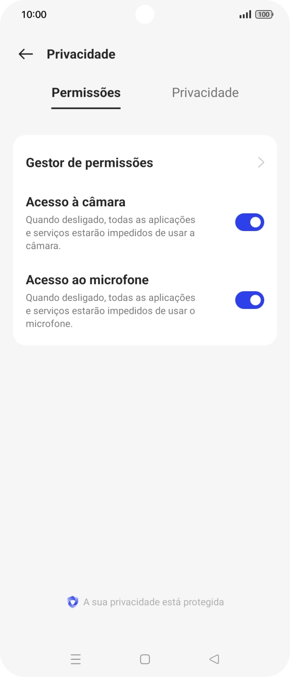 Prima Gestor de permissões.
