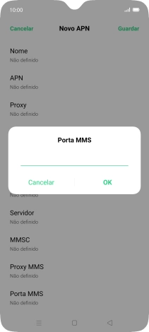 Introduza 80 e prima OK.