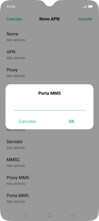 Introduza 80 e prima OK.