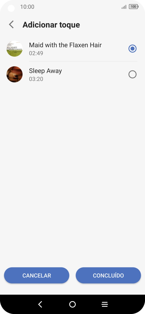 Prima os tons de toque pretendidos para os ouvir.