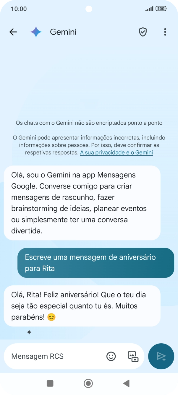 As sugestões de texto da Gemini são agora mostradas no ecrã.