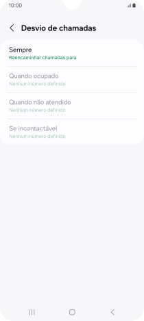 Prima o tipo de desvio pretendido.