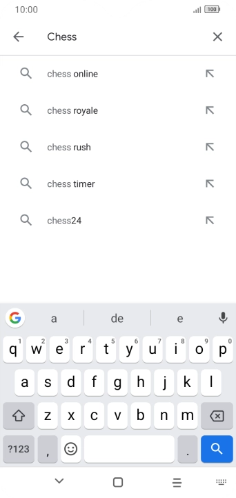 Introduza o nome ou categoria da app pretendida e prima o ícone para pesquisar.
