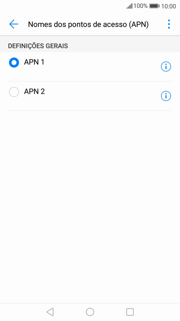 Prima o campo junto à ligação de dados pretendida para a ativar.