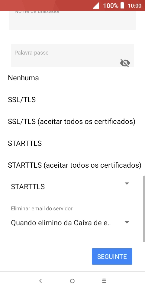 Prima SSL/TLS para ativar a função.