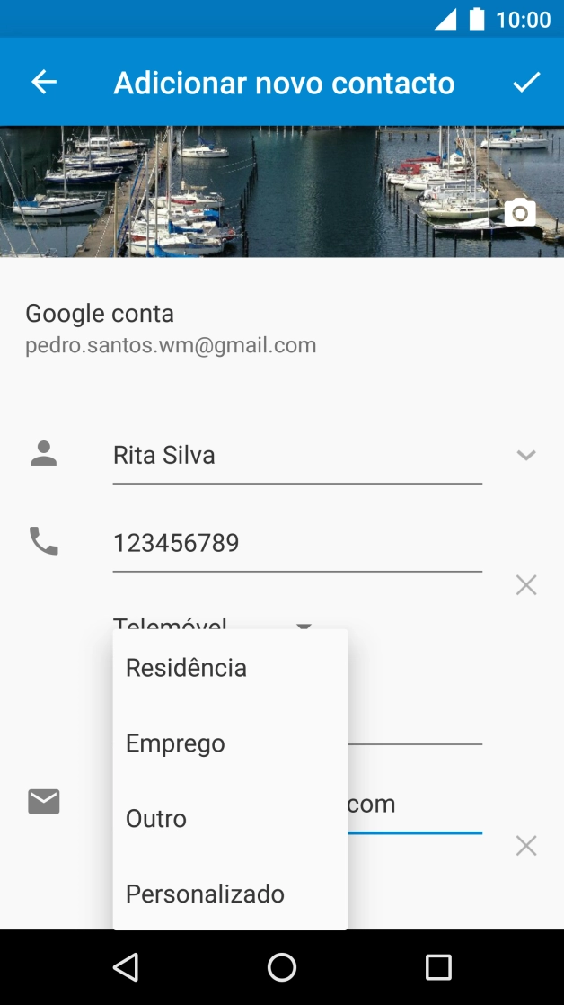 Prima o tipo de e-mail pretendido.
