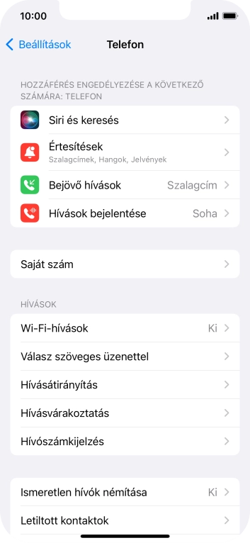 Válaszd a Hívószámkijelzés lehetőséget.