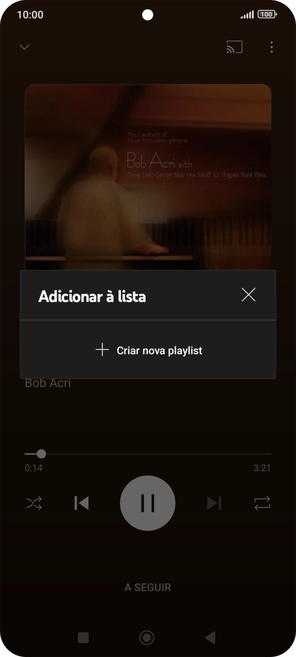 Prima Criar nova playlist.