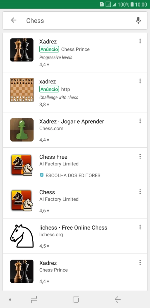 Prima a app pretendida.