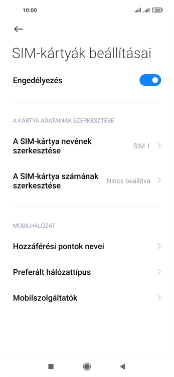 Válaszd a Hozzáférési pontok nevei lehetőséget.