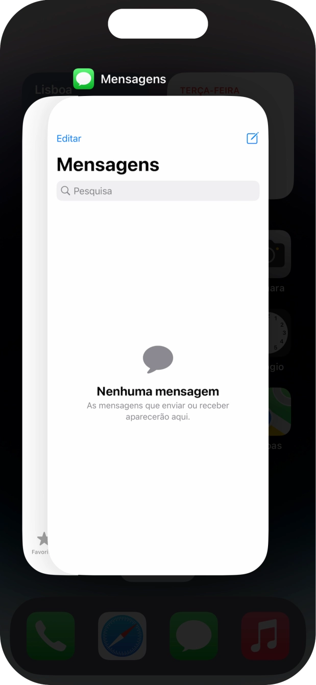 Deslize o dedo para cima sobre a aplicação pretendida para a terminar.