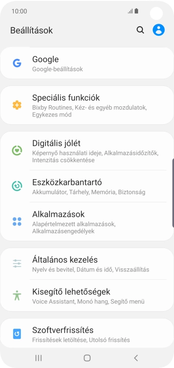 Válaszd az Általános kezelés lehetőséget.