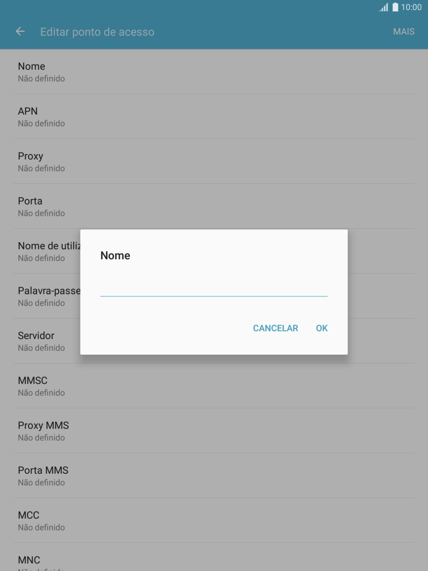 Introduza Vodafone Internet e prima OK.