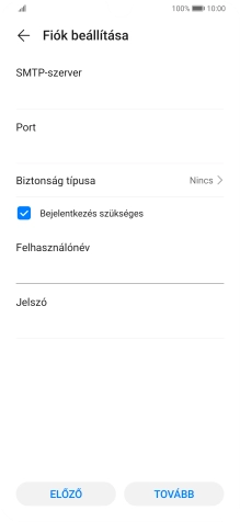 Kattints a „Jelszó” alatti mezőre, és írd be az e-mail szolgáltatód kimenő szerverének jelszavát.
