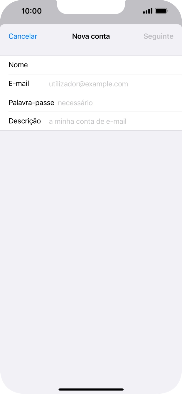 Prima E-mail e introduza o seu endereço de e-mail.