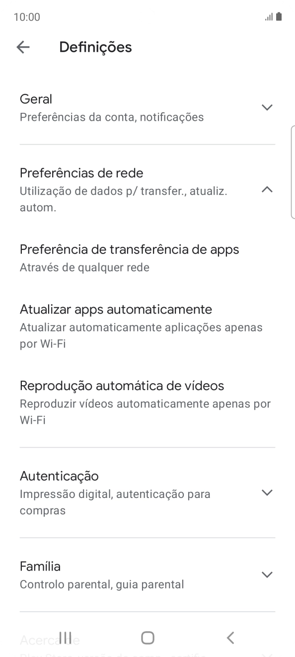 Prima Atualizar apps automaticamente.