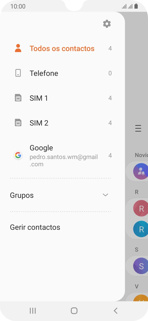 Prima Gerir contactos.