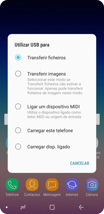 Prima Transferir ficheiros para ativar a função.
