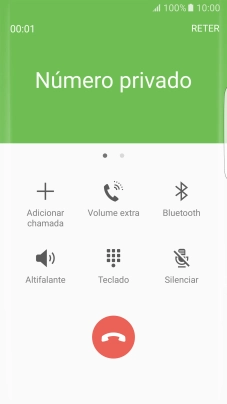 Prima o ícone para terminar a chamada.