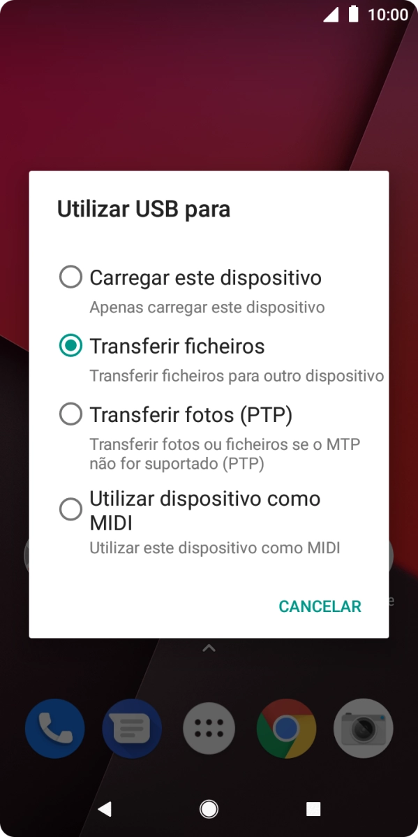 Prima Transferir ficheiros.