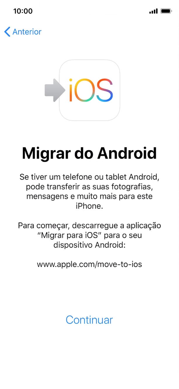 Antes de ser possível transferir conteúdo para o seu telefone, é necessário instalar a app 