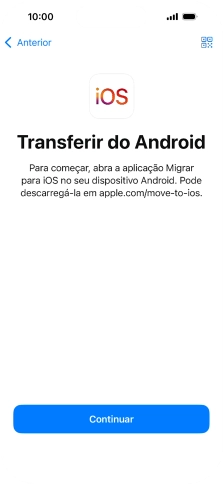 Antes de ser possível transferir conteúdo para o seu telefone, é necessário instalar a app 