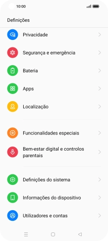 Prima Utilizadores e contas.