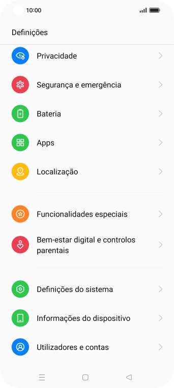 Prima Utilizadores e contas.
