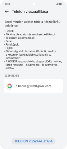 Válaszd a TELEFON VISSZAÁLLÍTÁSA lehetőséget.