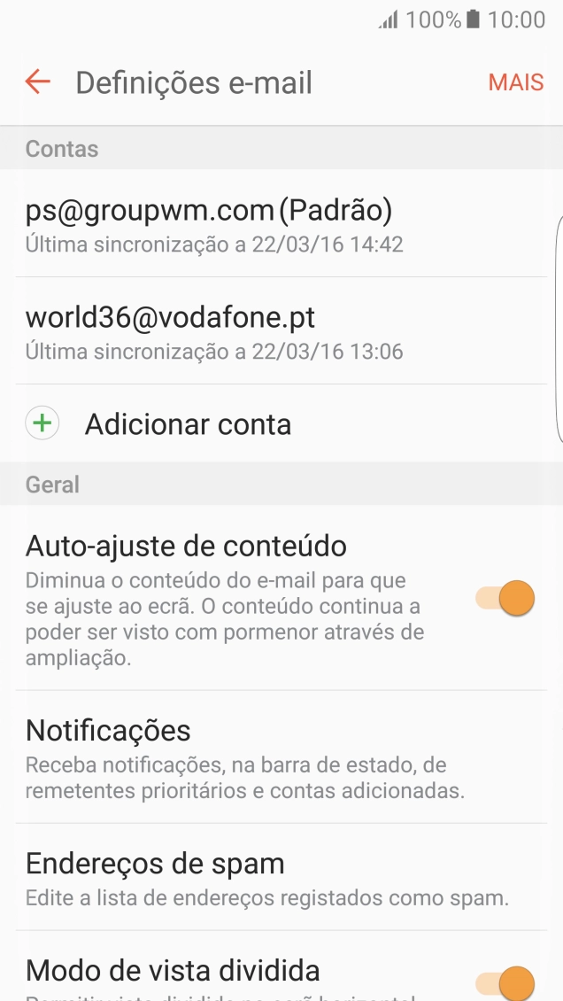 Prima a conta de e-mail pretendida.