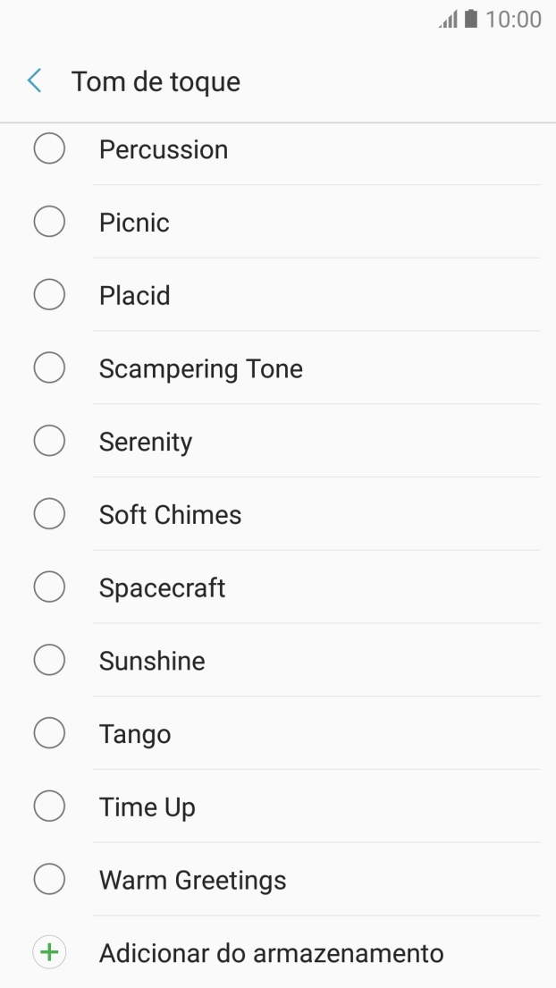 Prima Adicionar do armazenamento.