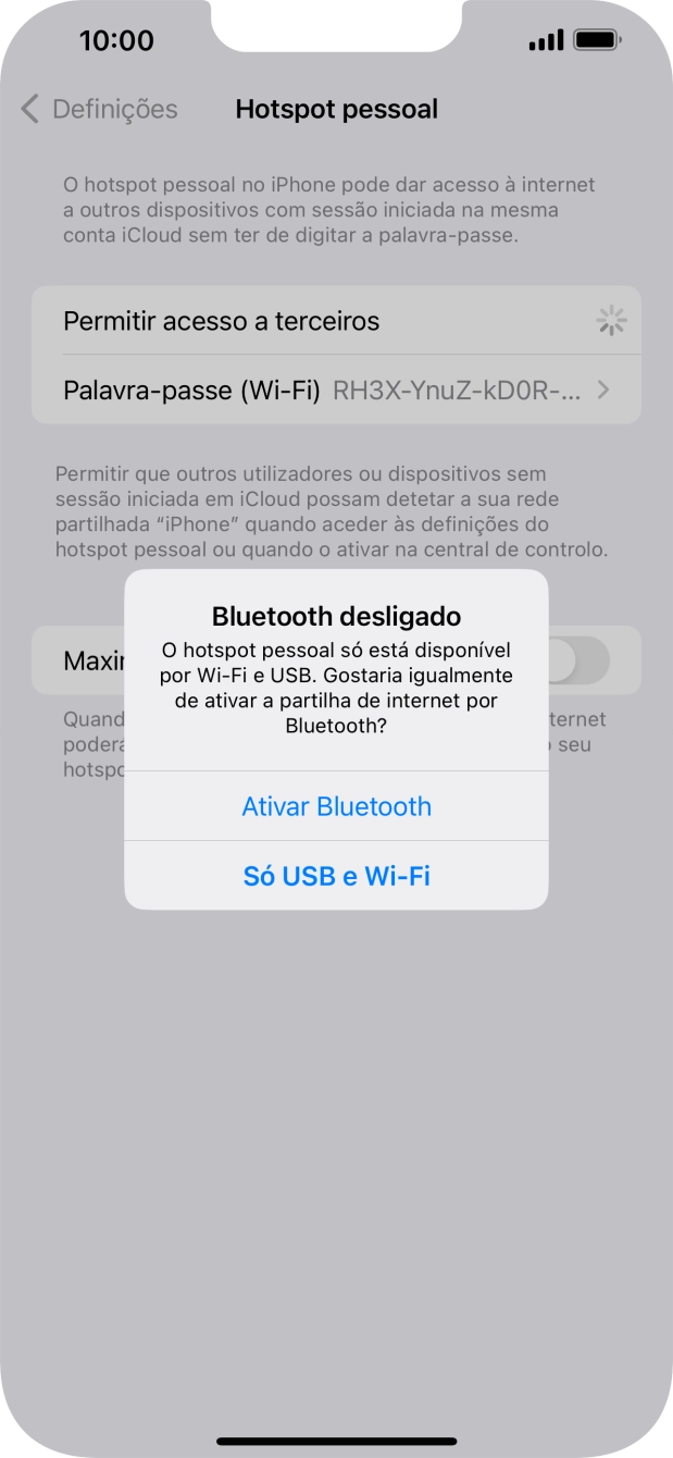 Se o Wi-Fi estiver ativado, prima Só USB e Wi-Fi .
