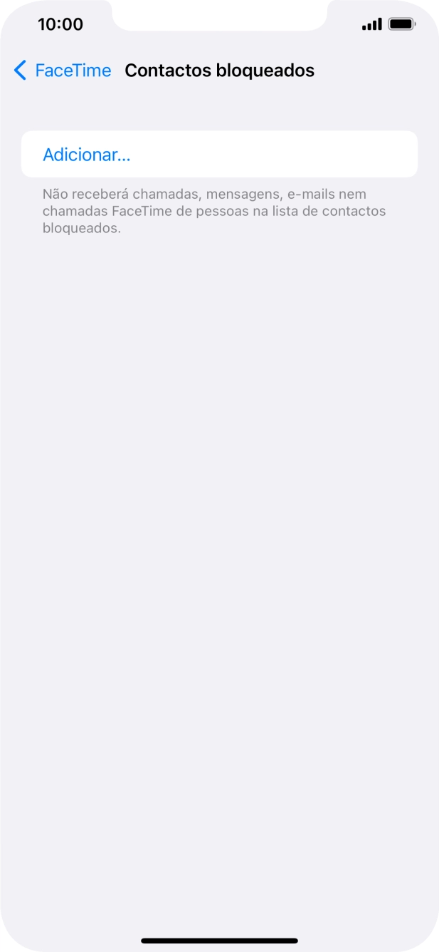Prima Adicionar... e siga as indicações no ecrã para bloquear um contacto.